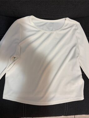 Everyday White Ribbed Long-Sleeve Top